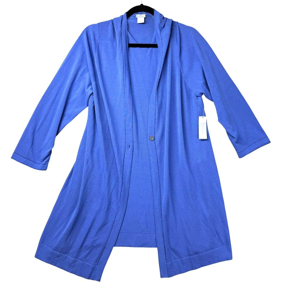 Chico's Cardigan Women's 4 U.S. XXL Blue Sweater Summer Romance Long Sleeve NWT